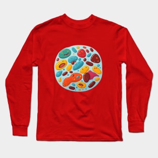 We Are All Human Beans Colorfool Food Splash Pun Cartoon Long Sleeve T-Shirt